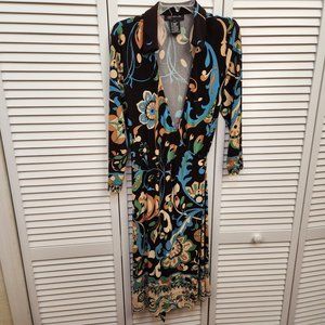 Jones New York Paisley Print Wrap Dress (Size 16)